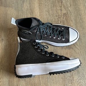 CONVERSE RUN STAR HIKE HI wool grey/black/white size men 10/ women 11.5